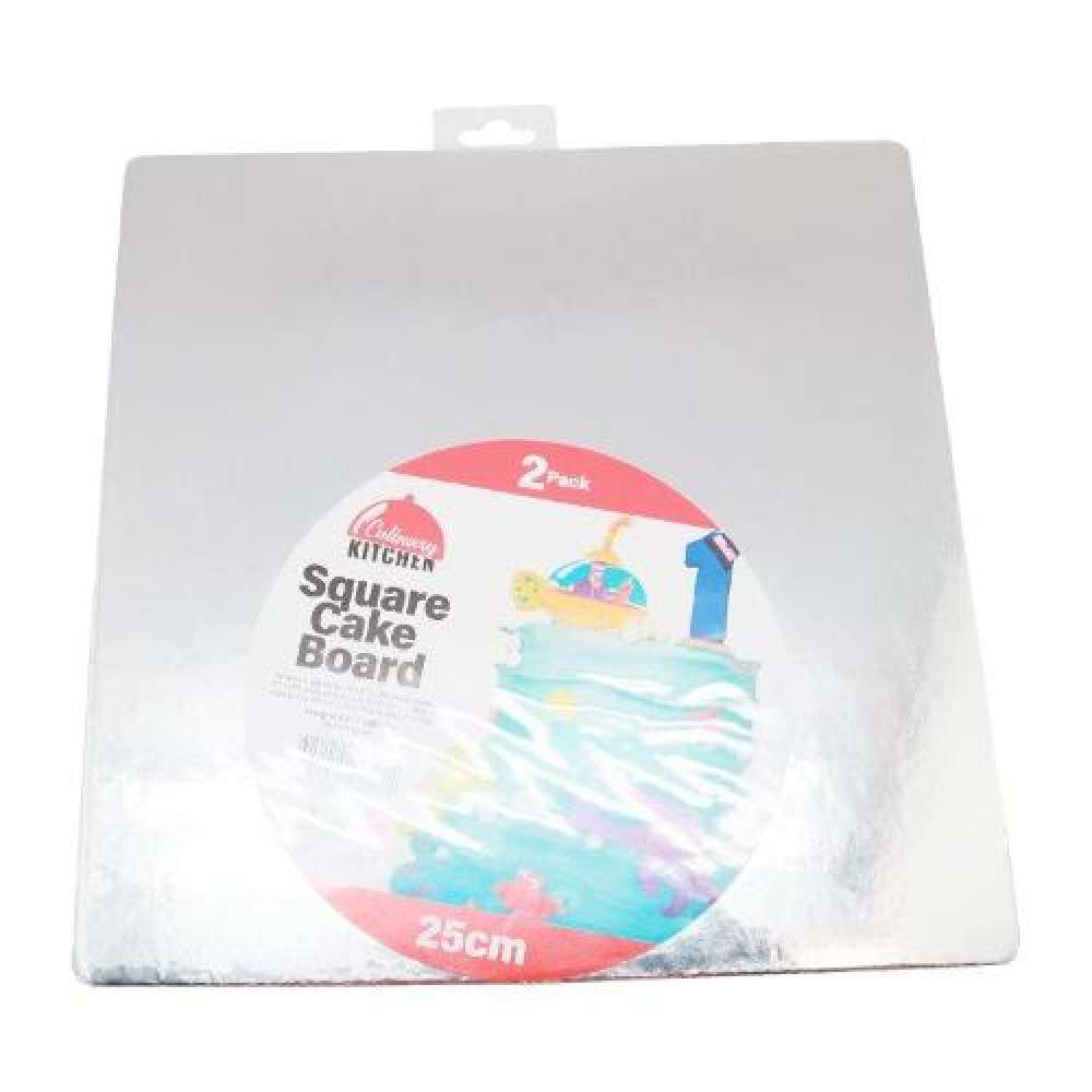 View Cake Board 25 X 25cm Square 2pk Silver