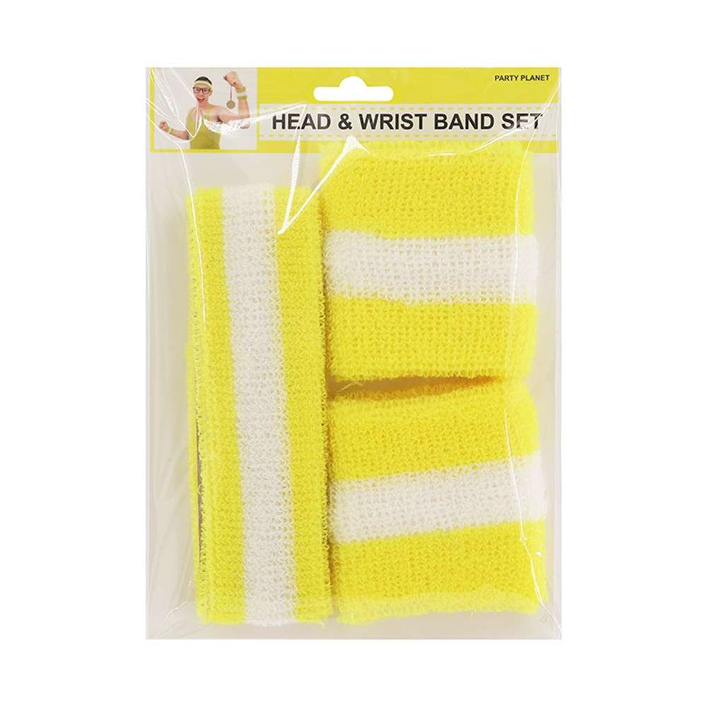 View Party Sweat Set Headband and Wristband Yellow/White