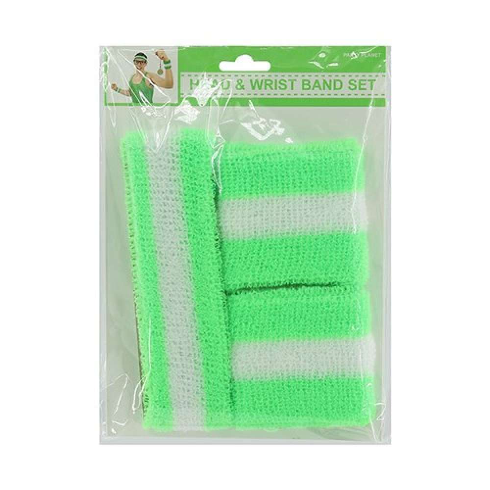 View Party Sweat Set Headband and Wristband Green/White