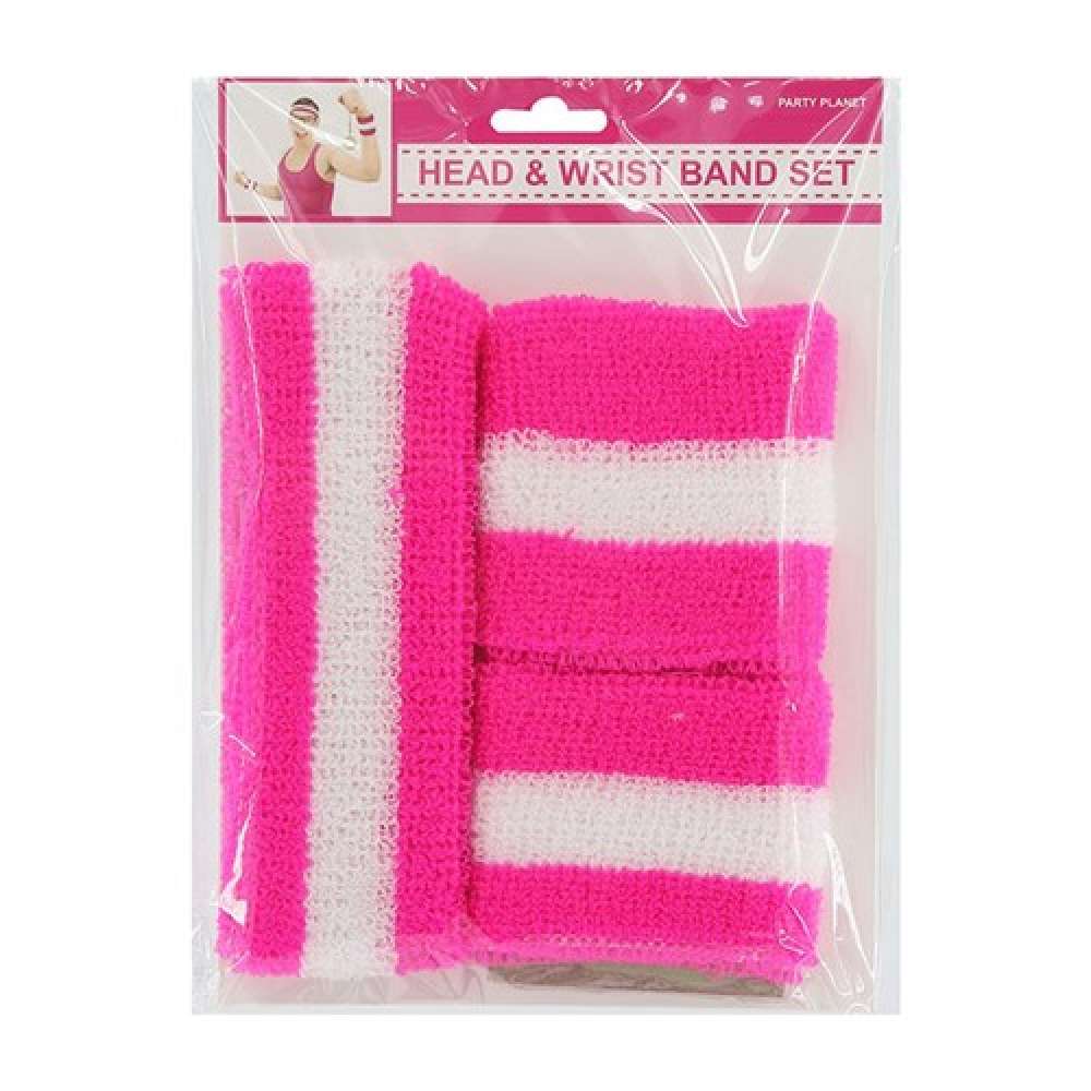 View Party Sweat Set Headband and Wristband Pink/White