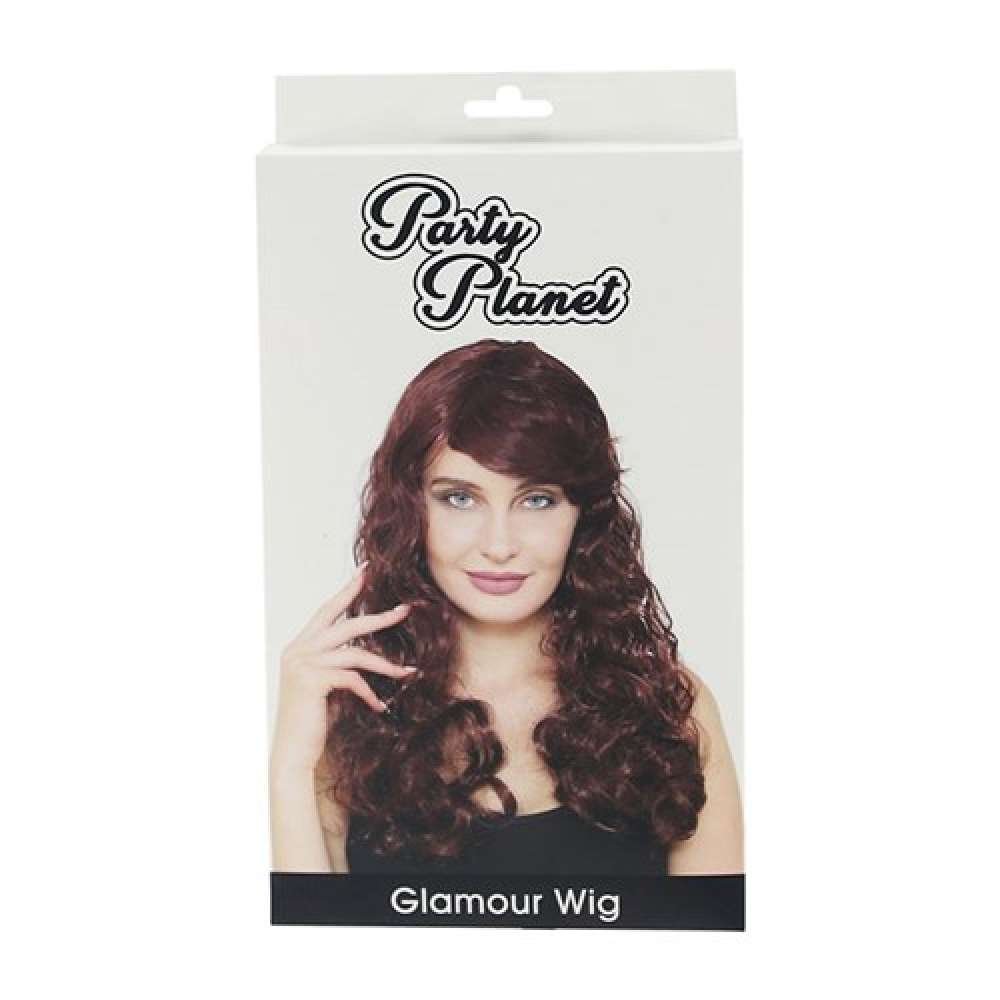 View Party Wig Long Curly Brown