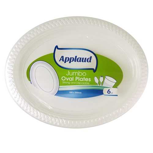 Disposable Plates 6pk Oval White 30cm