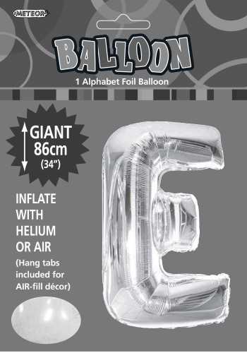 View Foil Balloon Letter E Silver