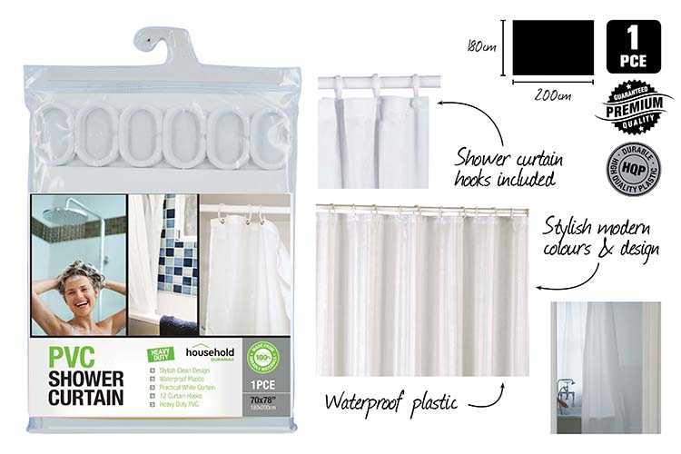 View Shower Curtain 180x200 PVC White