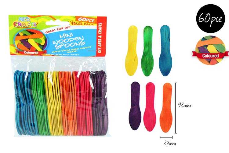 View Craft Wooden Mini Spoons Coloured 60pk