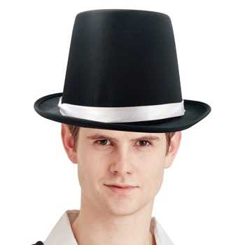 View Party Top Hat Black Silver Ribbon