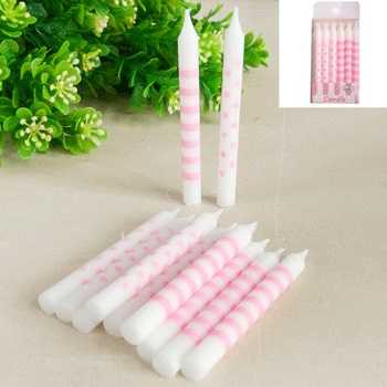 View Birthday Candles 12pk Pink Stripes/Dots