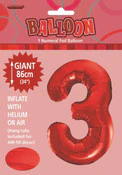 View Foil Balloon 34" Red Jumbo NO. 3
