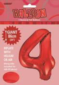 View Foil Balloon 34" Red Jumbo NO.4