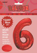 View Foil Balloon 34" Red Jumbo NO. 6