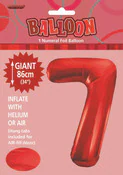 View Foil Balloon 34" Red Jumbo NO. 7