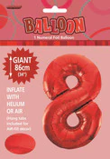 View Foil Balloon 34" Red Jumbo NO. 8
